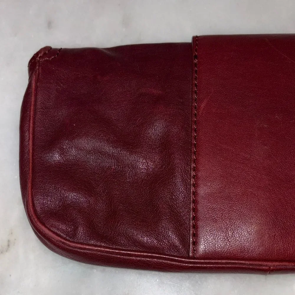 Michael Kors Clutch Bag Purse Leather Vintage Y2K Maroon Cranberry Buckle Bag